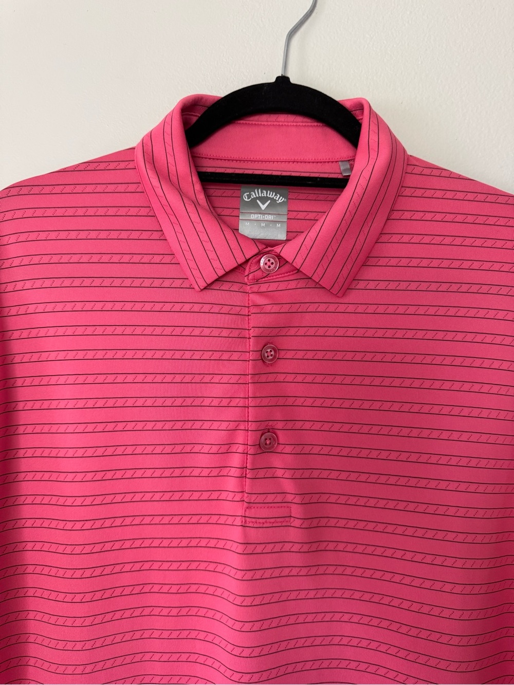 Callaway Men’s Pink Striped Performance Golf Polo Shirt Sz M